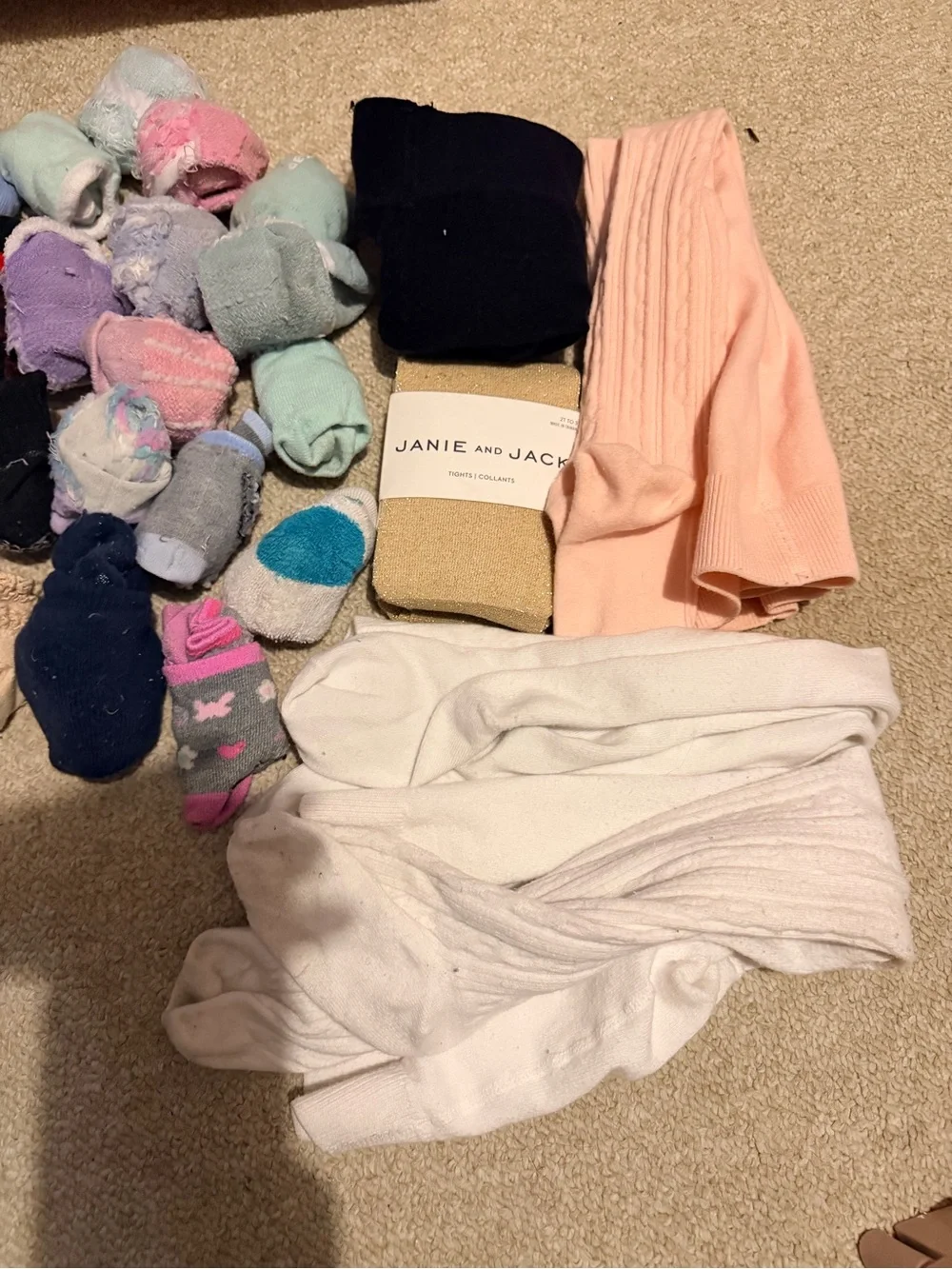 Target Kids Assorted Socks & Tights in Pastel Pink, White, Navy, Yellow and Mint